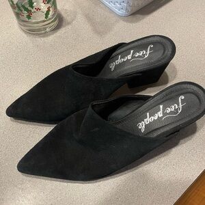 Free People Black Suede Mules